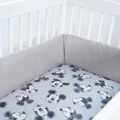 Protector Para Cuna Bumper Acolchonado Gris Chiquimundo