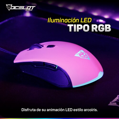 Mouse Ocelot Gaming OGMM03, Alámbrico, 6200 DPI, 6 Botones, USB, RGB, Negro.