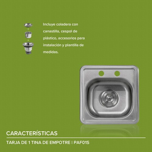 Tarja Fregadero Acero Inoxidable De Empotre PAF01S