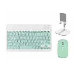 Kit De Teclado Ratón Bluetooth + Soporte Para Tableta Verde