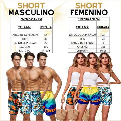 Conjunto 2 Pza Short De Verano Hombre Y Mujer Traje De Baño D24