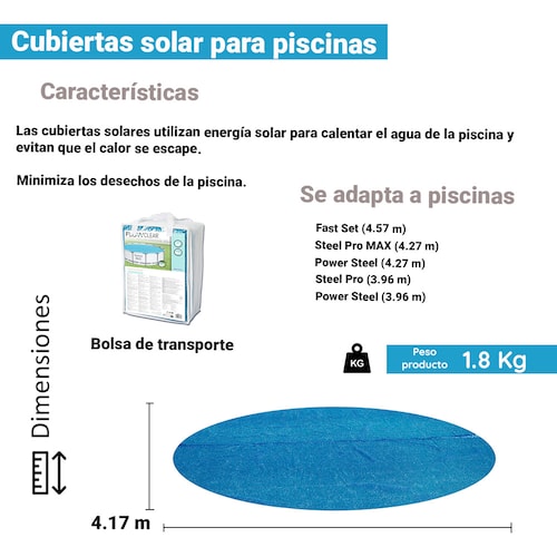 Cubierta Solar Para Alberca 13ft 417cm Plástico Bestway