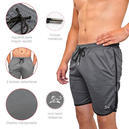 Short Deportivo Hombre Red Baboon Fit Gray Short Deportivo Ajustable EG