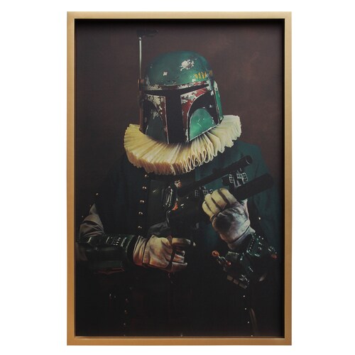 Cuadro mandalorian en tela con cuadro dorado