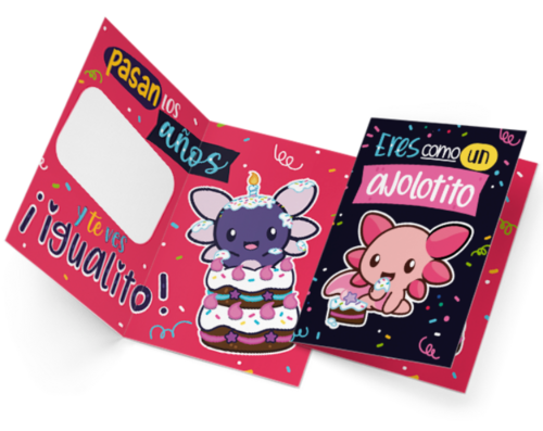 Tarjeta De Regalo Felicitación Ajolotito