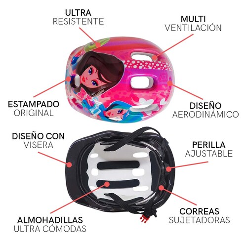 Casco Niña Bicicleta Kit Rodilleras Protección Infantil Rosa