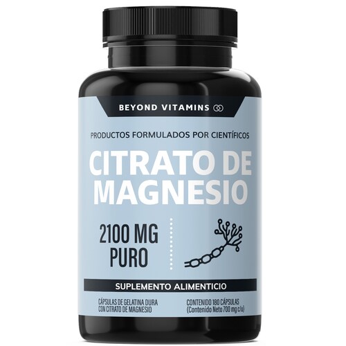 Citrato de Magnesio 2100mg  - Magnesium Citrate 100% Puro - 180 Cápsulas