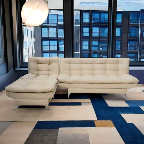 Sala Modular Beige Sofá cama Sillón y Taburete Florencia.