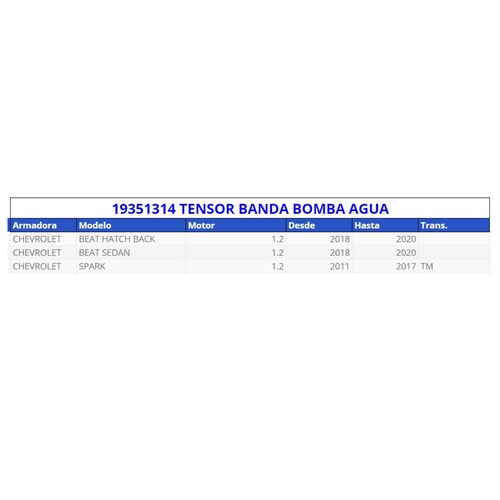 Tensor de banda alternador acdelco para: Chevrolet spark 2011-2015