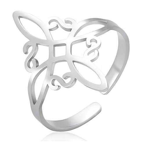 Anillo Nudo De Bruja Para Mujer Acero Inoxidabl Ajustable