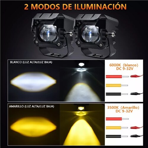 Faros De Lupa De Color Doble 180w Para Auto, Moto, 1 Par