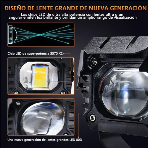 Faros De Lupa De Color Doble 180w Para Auto, Moto, 1 Par