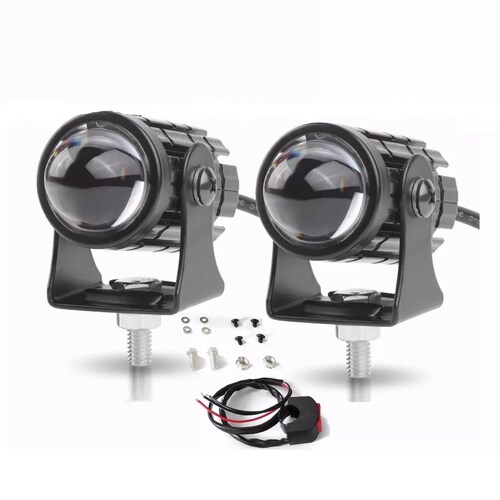 Par Faros De Lupa Luz Spot Doble Color Para Auto Moto 12-80v 