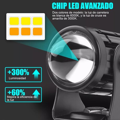 Par Faros De Lupa Luz Spot Doble Color Para Auto Moto 12-80v 