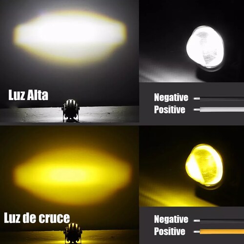 Par Faros De Lupa Luz Spot Doble Color Para Auto Moto 12-80v 