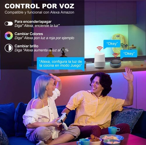 Tiras De Led Rgb 20 Metros Wifi Luces Led Alexa App Control
