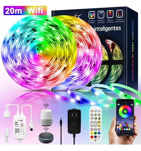 Tiras De Led Rgb 20 Metros Wifi Luces Led Alexa App Control