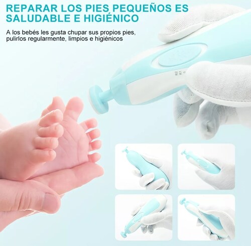  Lima de uñas eléctrica para bebés, kit de lima de uñas para bebé  con cortaúñas, cuidado de uñas de los dedos de los pies, pulido seguro para  bebés, recién nacidos, niños