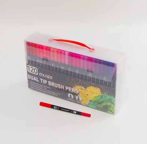 Plumones Punta Pincel 120 Colors Dual Tip Brush Pens Estuche