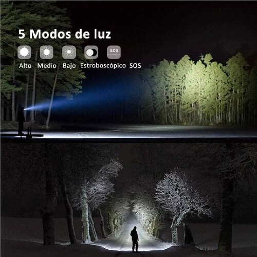 Lampara Táctica 3000 Lumens Cree Led T6 Recargable