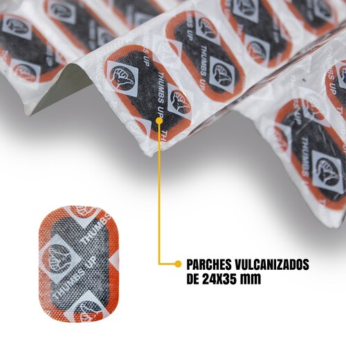 Parches Vulcanizados 48 Pz + Pegamento + 2 Cámaras R20 Bicicleta