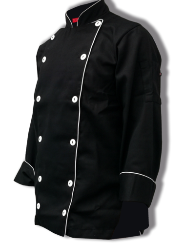 Filipina de Chef Para Hombre color Negro Vivos Blancos Top Swiss Chef