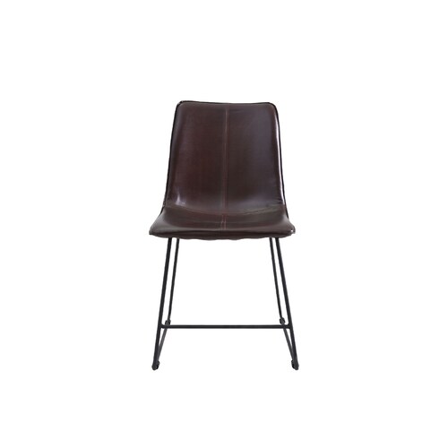 Antecomedor Bajo Modelo Sansa de Metal Cubierta de Madera para 4 personas Redondo Mesa y Sillas de Vinipiel color Café