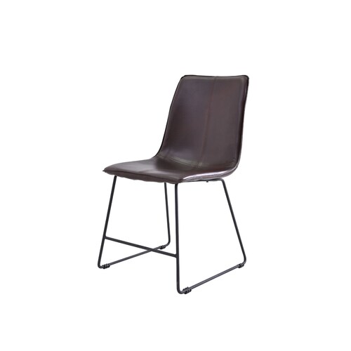 Antecomedor Bajo Modelo Sansa de Metal Cubierta de Madera para 4 personas Redondo Mesa y Sillas de Vinipiel color Café