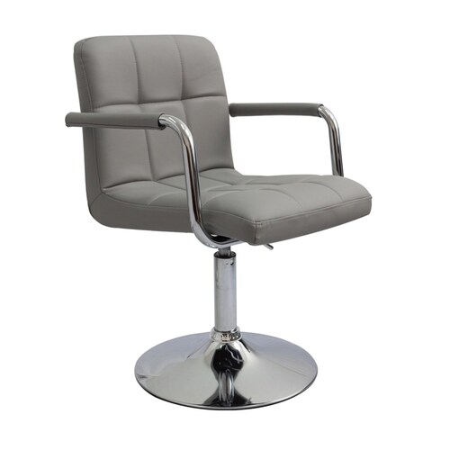 Silla para tocador 9107-2 GRIS forrado en tactopiel acolchonado con brazo base redonda de altura regulable.