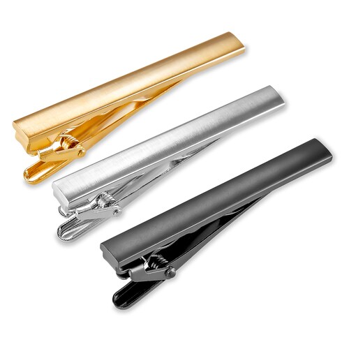 Set Pisacorbatas 5.7 CM 3-Pack Dorado, Plata, Acabado Cepillado By Puentes Denver