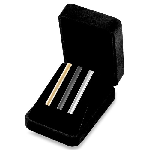 Set Pisacorbatas 5.7 CM 3-Pack Dorado, Plata, Acabado Cepillado By Puentes Denver