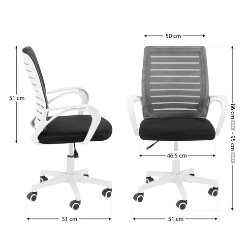 Silla de Oficina Onof Ergonómica con Tela Transpirable y Soporte Lumbar, Silla de Escritorio con Ruedas + Altura Ajustable Negro