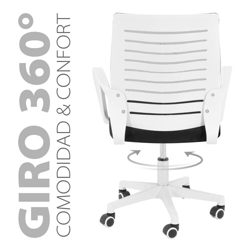 Silla de Oficina Onof Ergonómica con Tela Transpirable y Soporte Lumbar, Silla de Escritorio con Ruedas + Altura Ajustable Negro