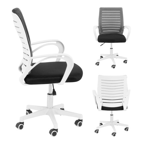Silla de Oficina Onof Ergonómica con Tela Transpirable y Soporte Lumbar, Silla de Escritorio con Ruedas + Altura Ajustable Negro