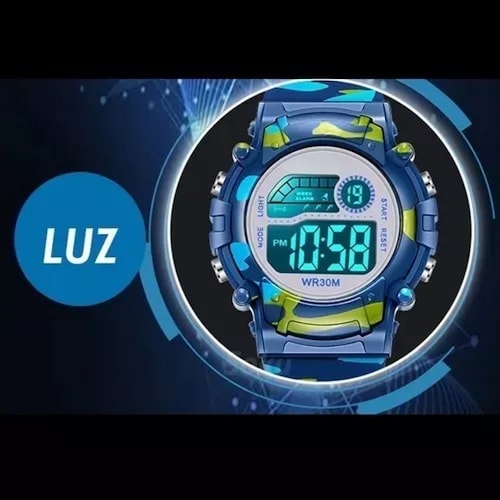 Reloj Infantil Led Niño Alarma Cronómetro Militar Camuflaje.