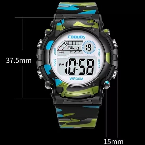 Reloj Infantil Led Niño Alarma Cronómetro Militar Camuflaje.