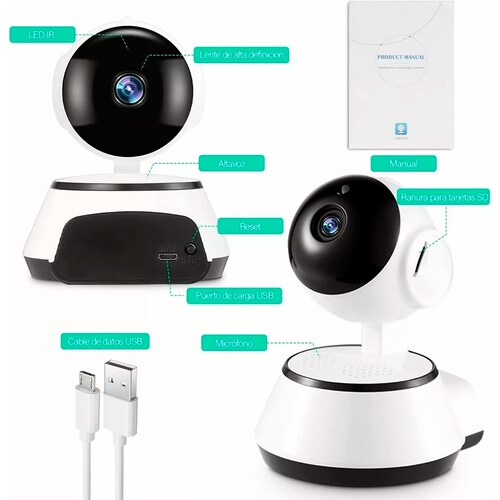 Cámara De Seguridad Para Interiores Con Visión Nocturna Y Audio Wifi  Hd720p.