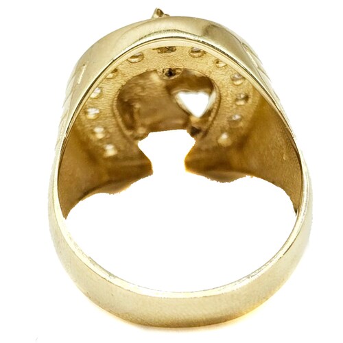 Anillo De Caballo Con Herradura Y Zirconia Suiza Oro 10k