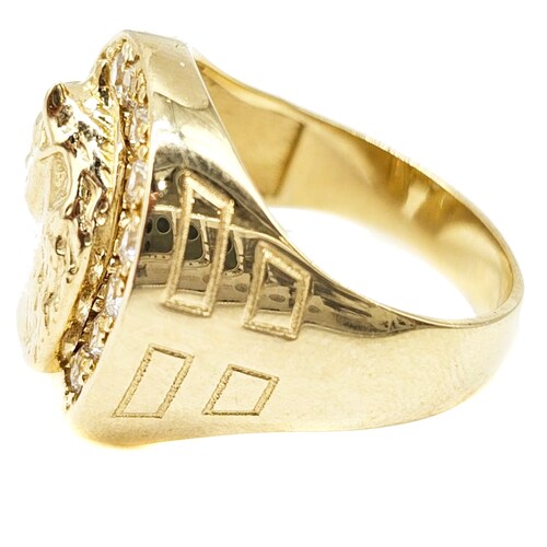 Anillo De Caballo Con Herradura Y Zirconia Suiza Oro 10k