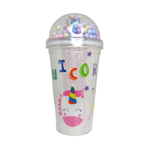 Vaso unicornio tapa y popote.