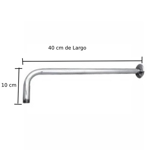Regadera Cuadrada De Acero Inoxidable 20cm Con Tubo De 50cm con Chapeton Cromada 