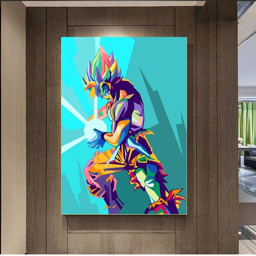 Cuadro Decorativo Goku Abstracto Colorido Kameha Anime 28x41cm 