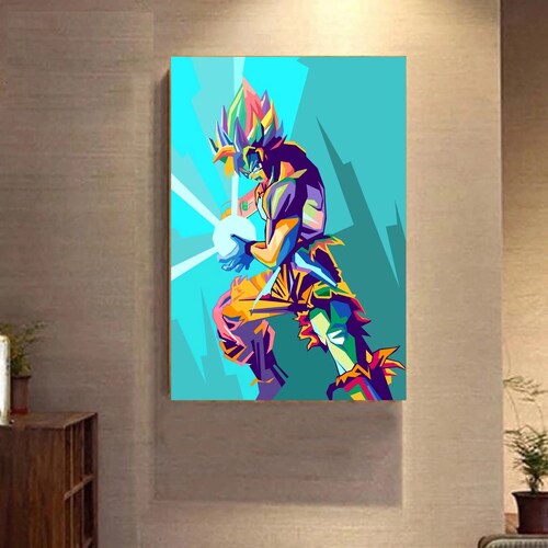 Cuadro Decorativo Goku Abstracto Colorido Kameha Anime 28x41cm 
