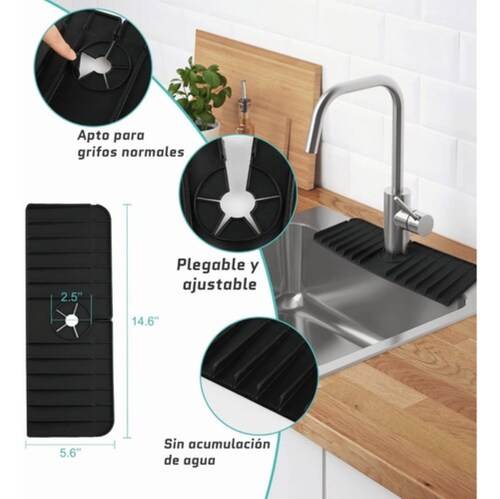 Almohadilla tapetes De Drenaje De Grifo De Silicona negro