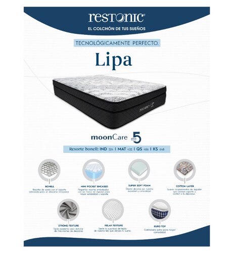Colchón Matrimonial Restonic Lipa Mooncare