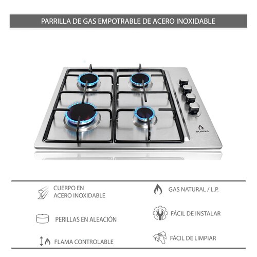 Parrilla Empotrable A Gas Supra De 60 Cm DUMA Con 4 Quemadores