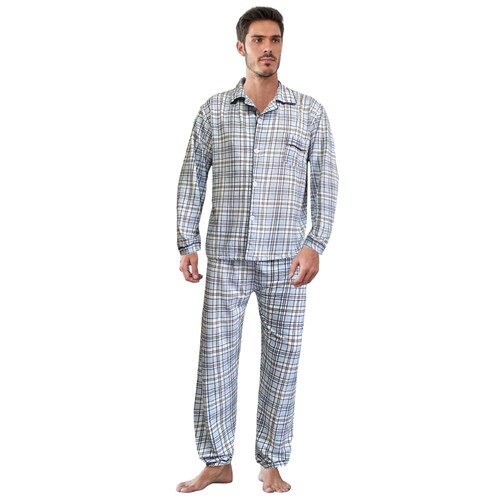Pijama Hombre Invierno Set 2 Pzas Pantalon Camisa Caballero D1-D4