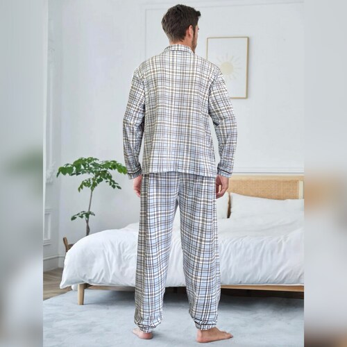 Pijama Hombre Invierno Set 2 Pzas Pantalon Camisa Caballero D1-D4