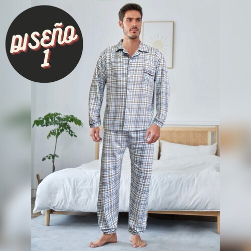 Pijama Hombre Invierno Set 2 Pzas Pantalon Camisa Caballero D1-D4