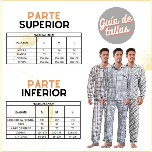Pijama Hombre Invierno Set 2 Pzas Pantalon Camisa Caballero D1-D4